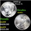 Image 1 : 1925-p Peace Dollar $1 Grades GEM+ Unc