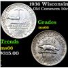 Image 1 : 1936 Wisconsin Old Commem Half Dollar 50c Grades GEM+ Unc
