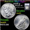 Image 1 : ***Auction Highlight*** 1928-p Peace Dollar $1 Graded ms63 By SEGS (fc)