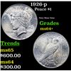 Image 1 : 1926-p Peace Dollar $1 Grades Choice+ Unc