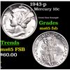 Image 1 : 1943-p Mercury Dime 10c Grades GEM FSB