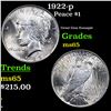 Image 1 : 1922-p Peace Dollar $1 Grades GEM Unc
