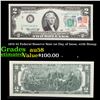 Image 1 : 1976 $2 Federal Reserve Note 1st Day of Issue, with Stamp Grades Choice AU/BU Slider