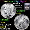 Image 1 : ***Auction Highlight*** 1927-d Peace Dollar $1 Graded ms64+ By SEGS (fc)