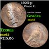 Image 1 : 1925-p Peace Dollar $1 Grades GEM Unc