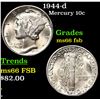 Image 1 : 1944-d Mercury Dime 10c Grades GEM+ FSB