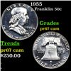 Image 1 : Proof 1955 Franklin Half Dollar 50c Grades GEM++ Proof Cameo