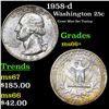 Image 1 : 1958-d Washington Quarter 25c Grades GEM++ Unc