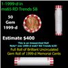 Image 1 : Shotgun Lincoln 1c roll, 1999-d 50 pcs Bank Wrapper.