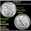 Image 1 : 1945-d Walking Liberty Half Dollar 50c Grades Choice+ Unc