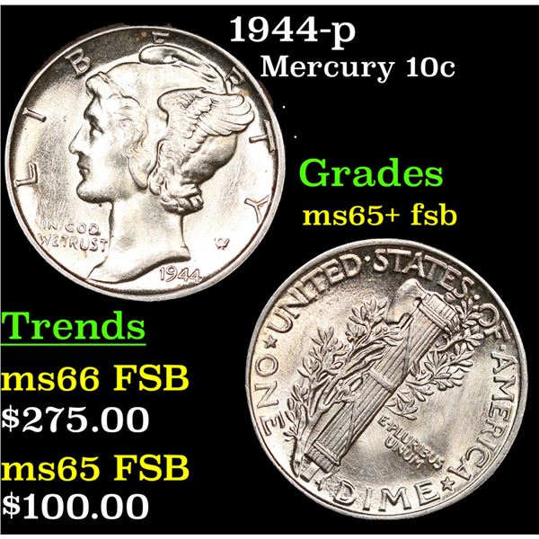 1944-p Mercury Dime 10c Grades GEM+ FSB