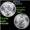 Image 1 : 1922-p Peace Dollar $1 Grades GEM Unc