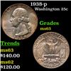 Image 1 : 1938-p Washington Quarter 25c Grades Select Unc