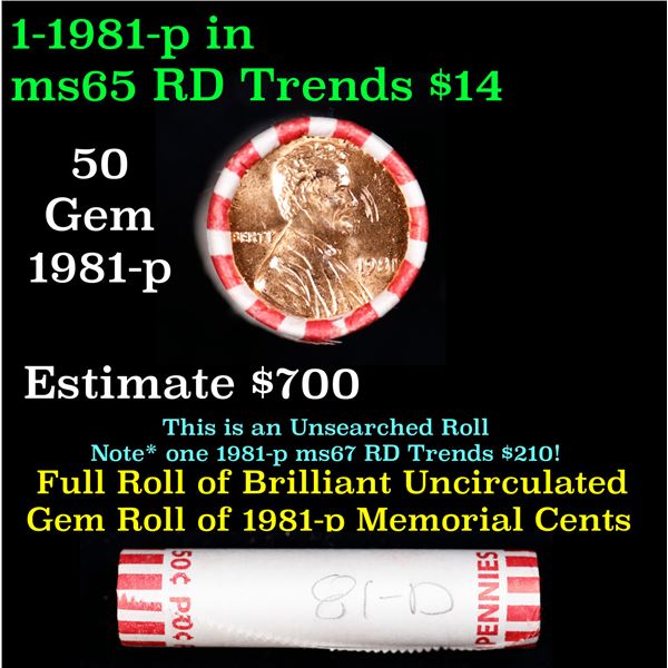 Shotgun Lincoln 1c roll, 1981-p 50 pcs Bank Wrapper.