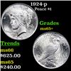 Image 1 : 1924-p Peace Dollar $1 Grades GEM+ Unc