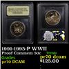 Image 1 : Proof 1991-1995-P WWII Modern Commem Half Dollar 50c Graded GEM++ Proof Deep Cameo By USCG