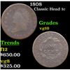 Image 1 : 1808 Classic Head Large Cent 1c Grades vg+