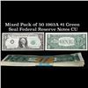 Image 1 : Mixed Pack of 50 1963A $1 Green Seal Federal Reserve Notes Grades cu