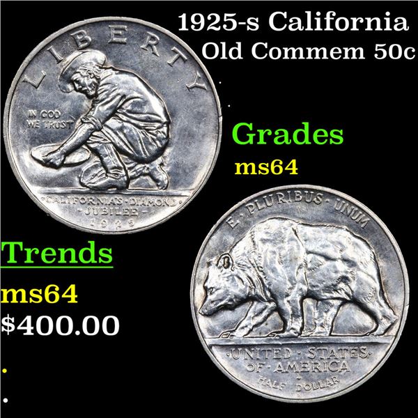 1925-s California Old Commem Half Dollar 50c Grades Choice Unc