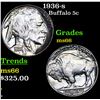 Image 1 : 1936-s Buffalo Nickel 5c Grades GEM+ Unc