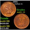 Image 1 : 1901 Indian Cent 1c Grades Gem+ Unc RB