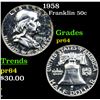 Image 1 : Proof 1958 Franklin Half Dollar 50c Grades Choice Proof