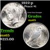 Image 1 : 1922-p Peace Dollar $1 Grades GEM Unc