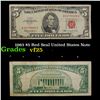 Image 1 : 1963 $5 Red Seal United States Note Grades vf+