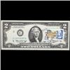 Image 2 : 1976 $2 Federal Reserve Note 1st Day of Issue, with Stamp Grades Choice AU