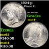Image 1 : 1924-p Peace Dollar $1 Grades Choice+ Unc