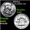 Image 1 : 1954-p Franklin Half Dollar 50c Grades Choice Unc