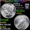 Image 1 : ***Auction Highlight*** 1928-p Peace Dollar $1 Graded ms64+ By SEGS (fc)