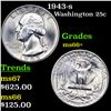 Image 1 : 1943-s Washington Quarter 25c Grades GEM++ Unc