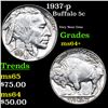 Image 1 : 1937-p Buffalo Nickel 5c Grades Choice+ Unc