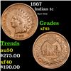 Image 1 : 1867 Indian Cent 1c Grades xf+