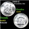 Image 1 : 1960-d Franklin Half Dollar 50c Grades Select Unc