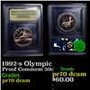 Image 1 : Proof 1992-s Olympic Modern Commem Half Dollar 50c Graded GEM++ Proof Deep Cameo BY USCG