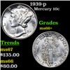 Image 1 : 1939-p Mercury Dime 10c Grades GEM++ Unc