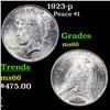 Image 1 : 1923-p Peace Dollar $1 Grades GEM+ Unc