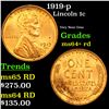 Image 1 : 1919-p Lincoln Cent 1c Grades Choice+ Unc RD