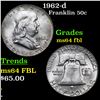 Image 1 : 1962-d Franklin Half Dollar 50c Grades Choice Unc FBL