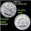 Image 1 : 1963-d Franklin Half Dollar 50c Grades Select Unc