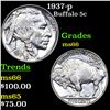 Image 1 : 1937-p Buffalo Nickel 5c Grades GEM+ Unc
