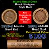 Image 1 : Mixed small cents 1c orig shotgun roll, 1919-s Wheat Cent, 1900 Indian Cent other end, Brinks Wrappe