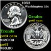 Image 1 : Proof 1953 Washington Quarter 25c Grades GEM++ Proof Cameo