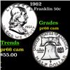 Image 1 : Proof 1962 Franklin Half Dollar 50c Grades GEM+ Proof Cameo
