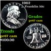 Image 1 : Proof 1962 Franklin Half Dollar 50c Grades GEM++ Proof Cameo