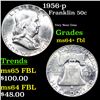 Image 1 : 1956-p Franklin Half Dollar 50c Grades Choice Unc+ FBL