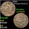 Image 1 : 1833 Coronet Head Large Cent 1c Grades vg details