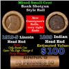 Image 1 : Mixed small cents 1c orig shotgun roll, 1919-s Wheat Cent, 1889 Indian Cent other end, Brinks Wrappe